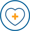 Icon of a heart with a plus sign in its center