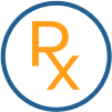 Icon of a prescription symbol, Rx